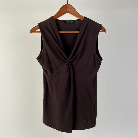 Luca D'Altieri Chocolate Brown Lightweight Sleeveless V Neck Tank Top, Size S - Picture 1 of 8